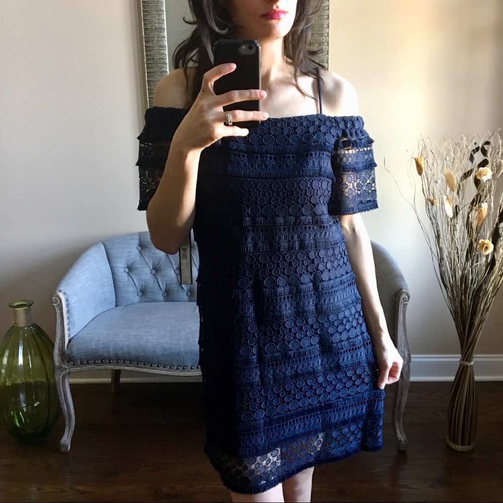 Tahari Off Shoulders Lace Dress NWT